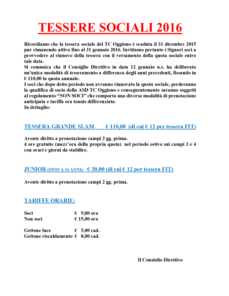 Rinnovo tessere